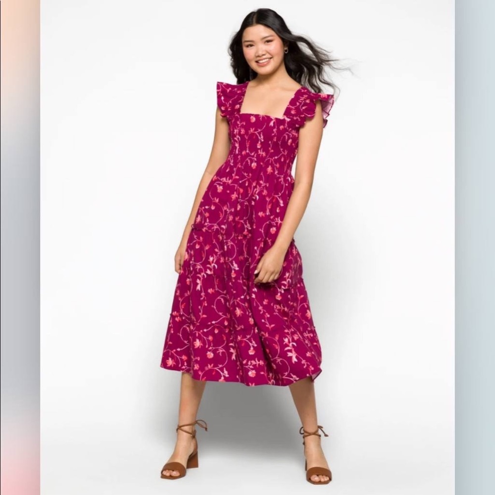 Hill House Ellie Nap Dress in Burgundy Botantical